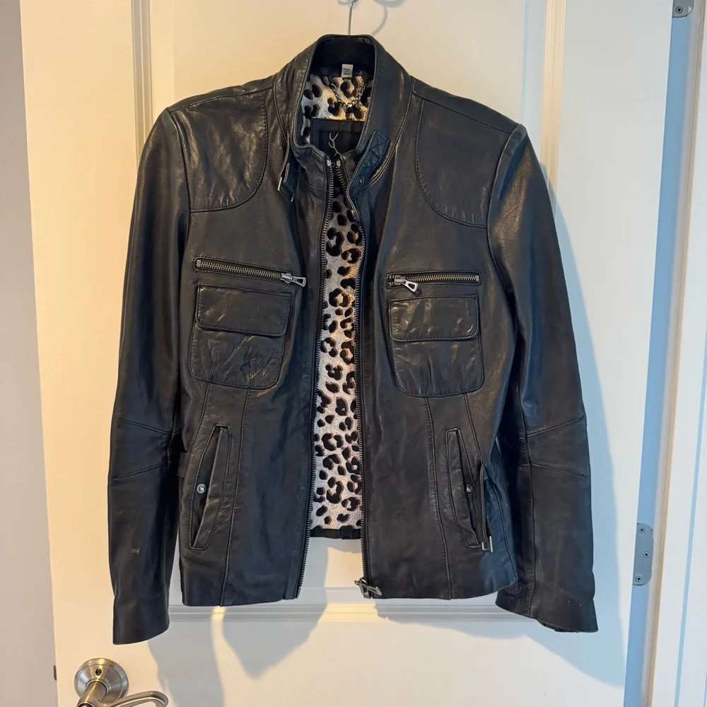 BOD & CHRISTENSEN Black Genuine Leather Olivia Motorcycle Jacket - Picture 3 of 7